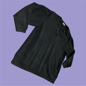 Heavy Duty Black V-Neck Women’s Sweater 100% Cotton - Lands End 3XL